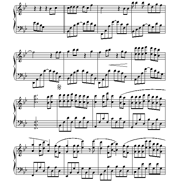 痴心绝对,痴心绝对钢琴谱,痴心绝对bb调钢琴谱,痴心谱