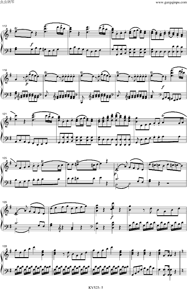 莫扎特-g大调弦乐小夜曲-钢琴谱(钢琴曲)-莫扎特图片