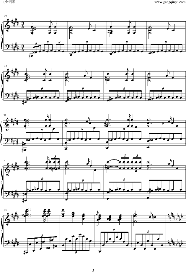 夜曲钢琴简谱_夜曲钢琴简谱完整版(3)