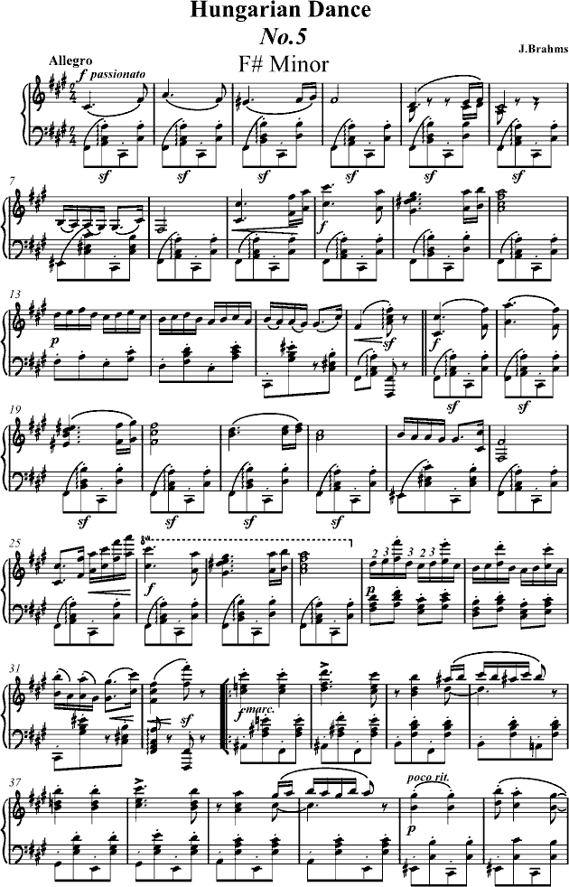 匈牙利舞曲简谱_匈牙利舞曲第五号简谱
