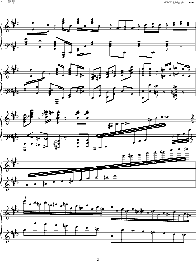 卡门钢琴曲简谱_卡农钢琴谱 初学版 器乐乐谱 中国曲谱网(3)