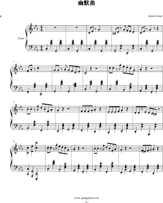 幽默曲-钢琴谱(钢琴曲)-音乐消逝-虫虫钢琴谱免费_cninr 幽默曲-钢琴谱(钢琴曲)-音乐消逝-虫虫钢琴谱免费