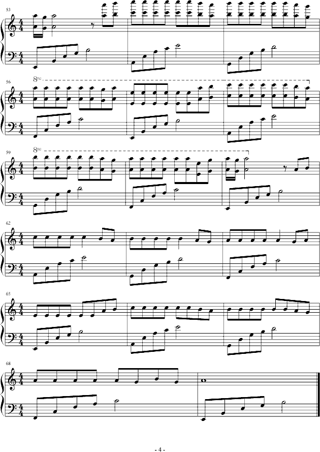 思念曲谱钢琴曲_梁祝钢琴曲完整版曲谱
