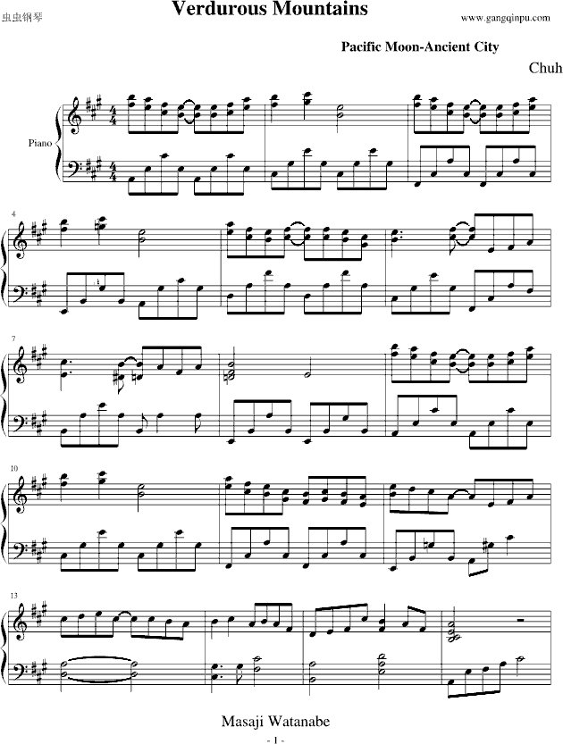 和平之月樱简谱