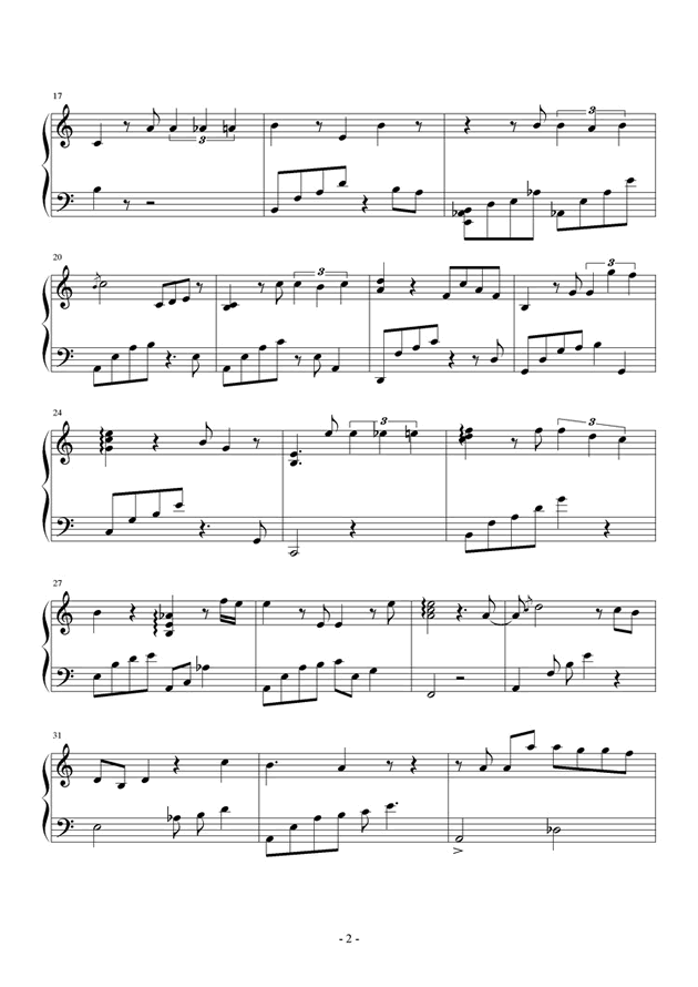 c调卡农钢琴简谱_卡农钢琴曲谱c调简谱(2)