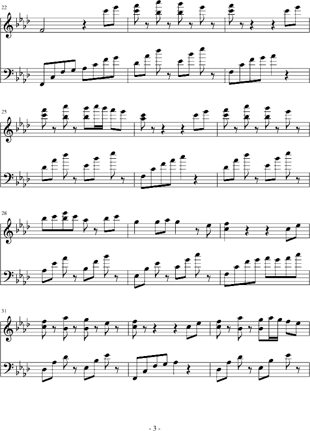 琴情曲谱_拇指琴曲谱