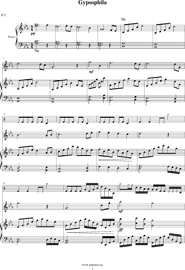 gypsophila曲谱_陶笛曲谱12孔