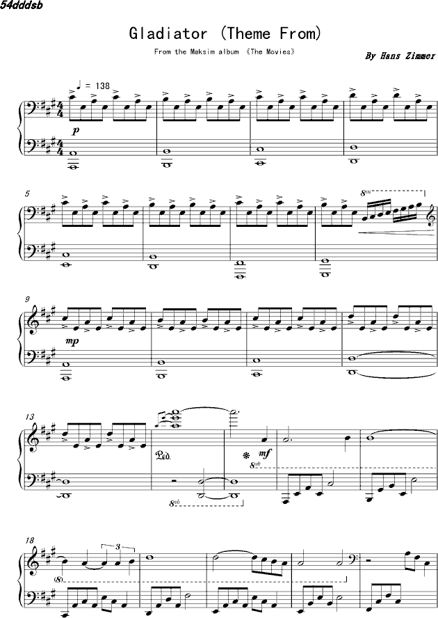 Theme Music To Gladiator | piano sheet music gladiator theme from 角斗士主题曲 www Theme Music To Gladiator | piano sheet music gladiator theme from 角斗士主题曲 www