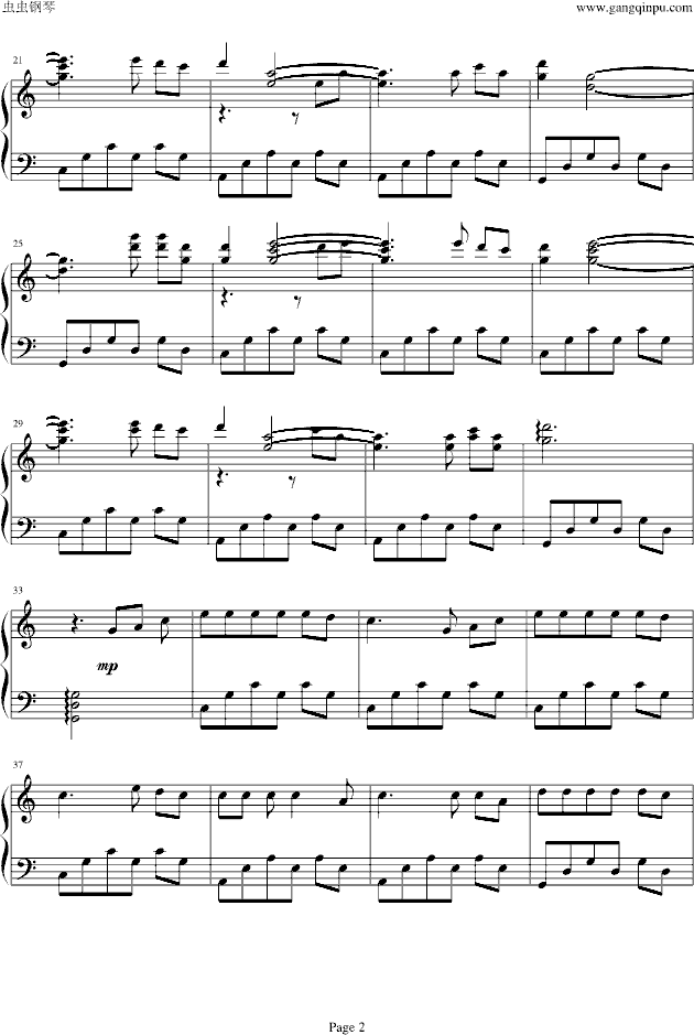 钢琴春天曲谱_钢琴简单曲谱(2)
