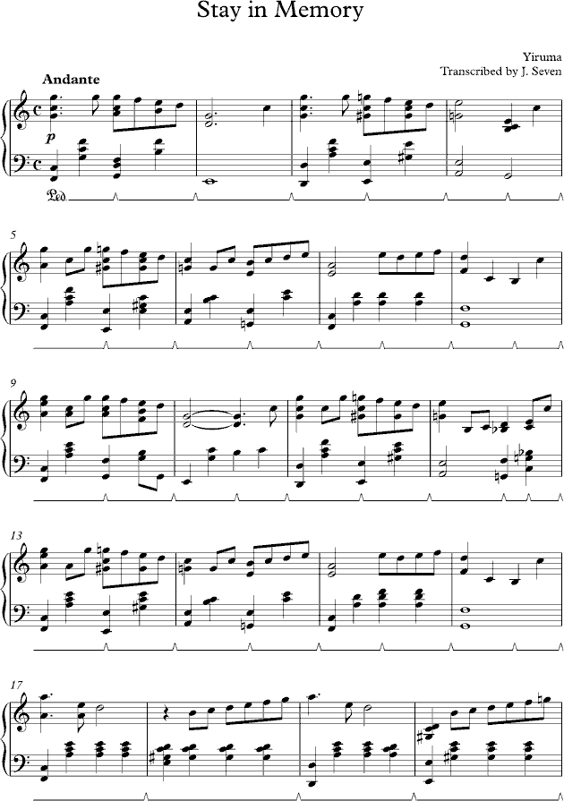 piano sheet music stay in memory www gangqinpu com stay sheet music
