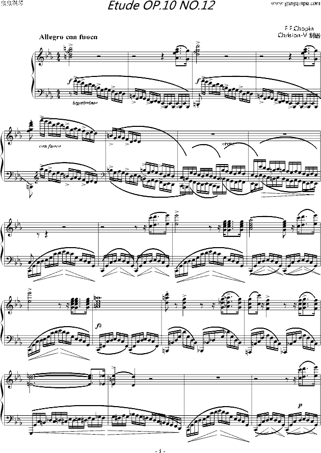名人名曲 肖邦-chopin>肖邦练习曲-etude op.10 no12(革命)