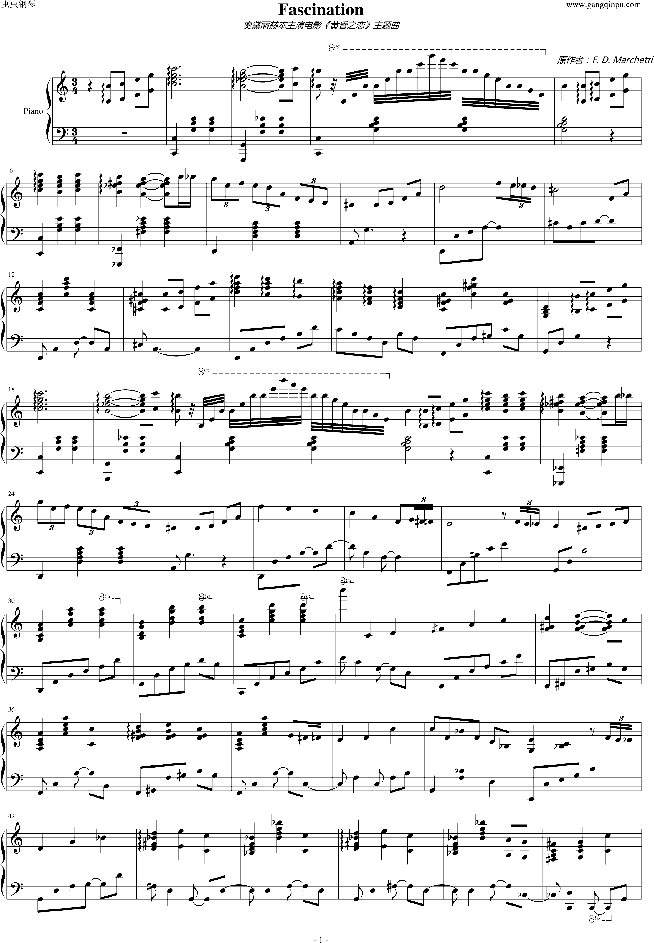 fascination【独奏】,fascination【独奏】钢琴谱,fascination【独奏