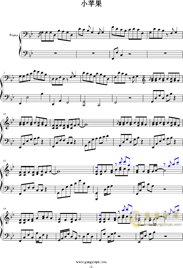 小苹果歌谱简谱_小苹果简谱歌谱电子琴