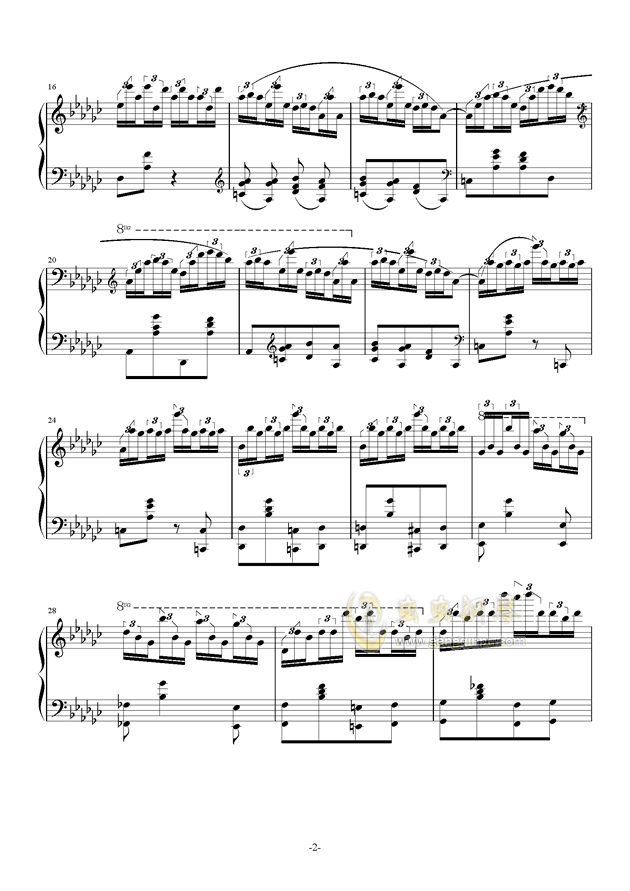 黑键练习曲【改编版】,黑键练习曲【改编版】钢琴谱,.