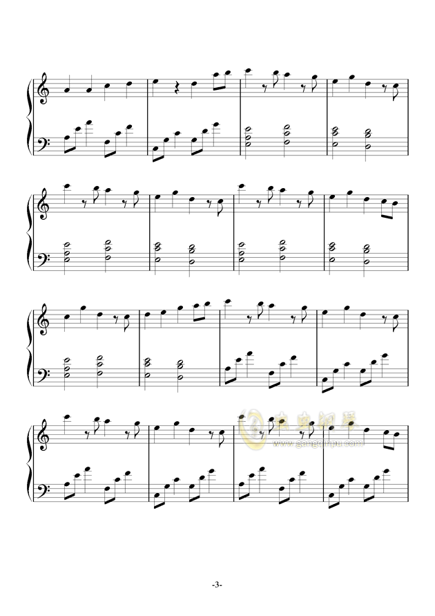 青空钢琴谱 第3页