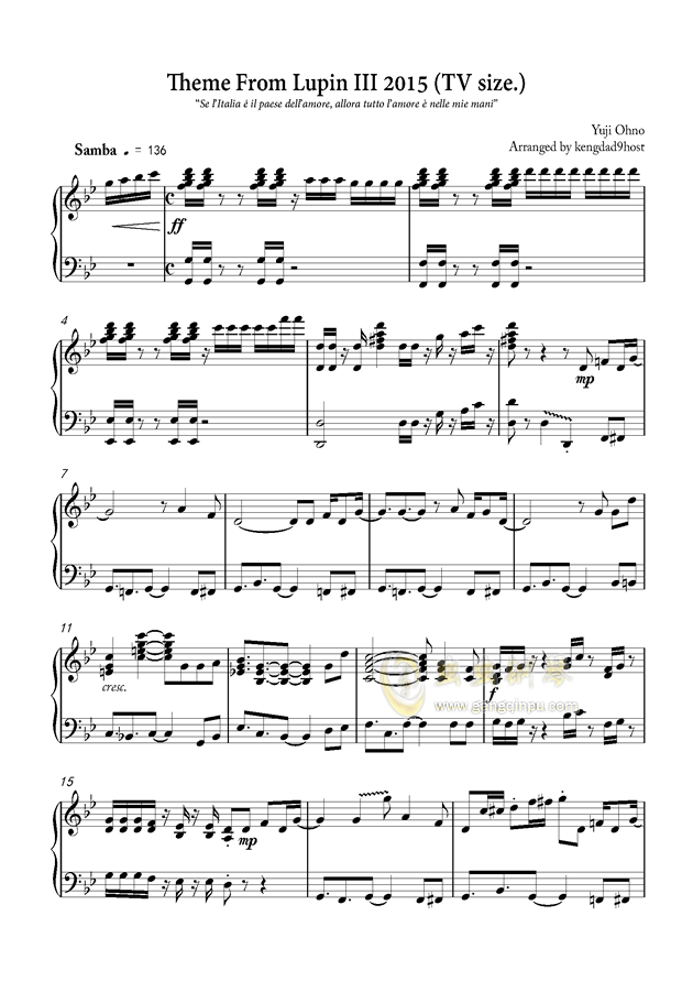 鲁邦钢琴曲谱_鲁邦三世