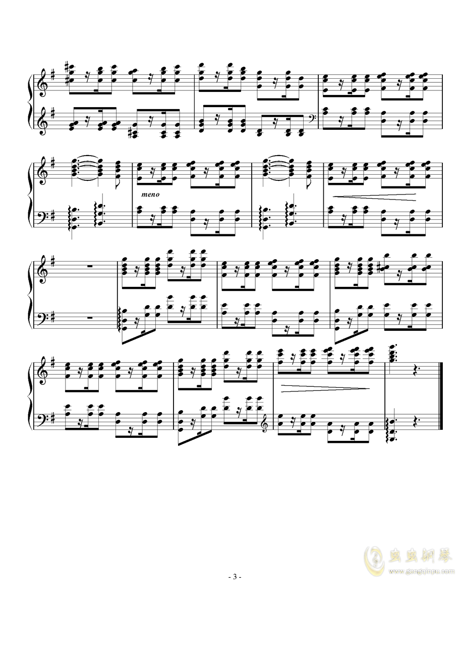 游版曲谱_钢琴简单曲谱(3)