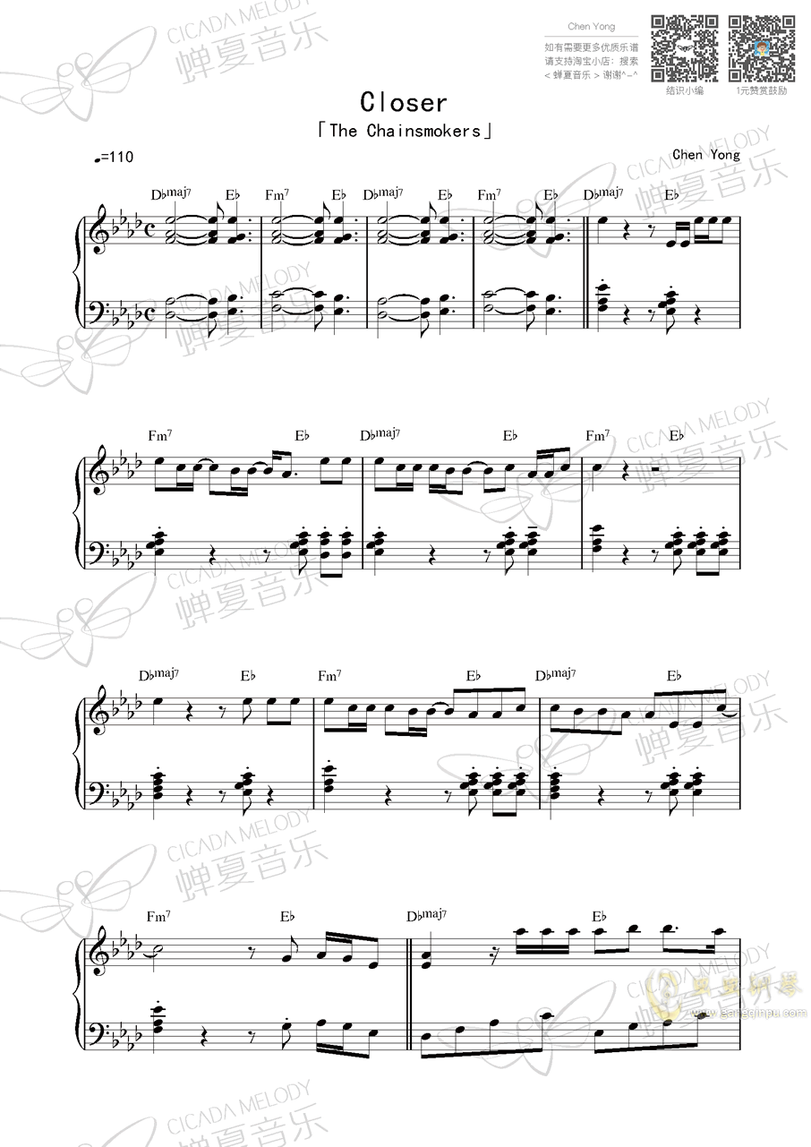 closer简谱_儿歌简谱