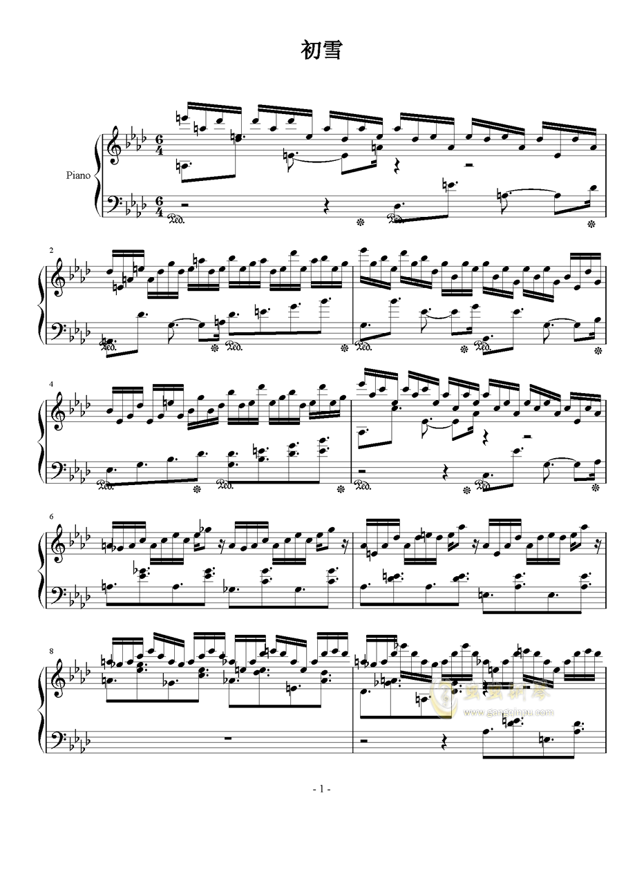 初雪钢琴曲简谱_初雪钢琴曲简谱双手