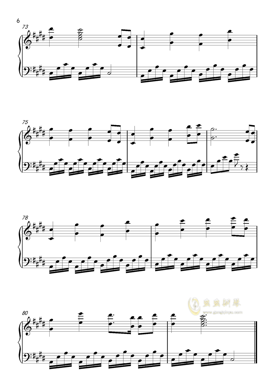 钢琴曲谱上下两行差几个八度_钢琴简单曲谱