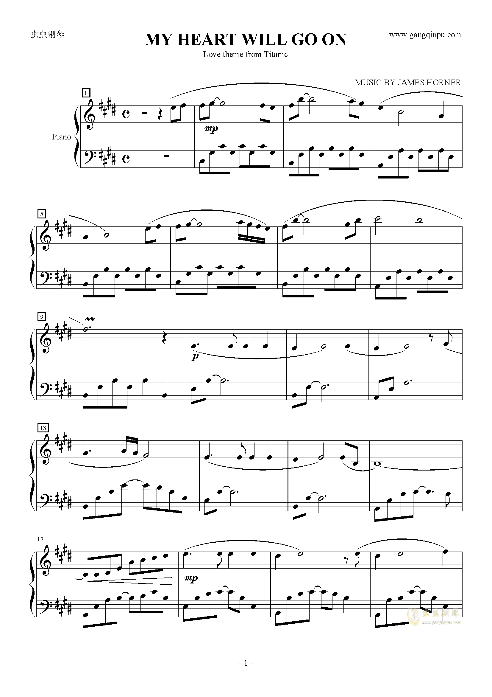 我心永恒曲谱_我心永恒口琴曲谱