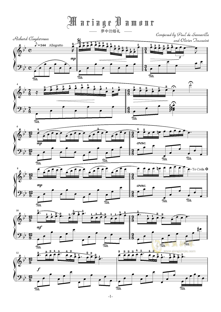 克莱德曼全部钢琴曲谱_理查德克莱德曼(2)