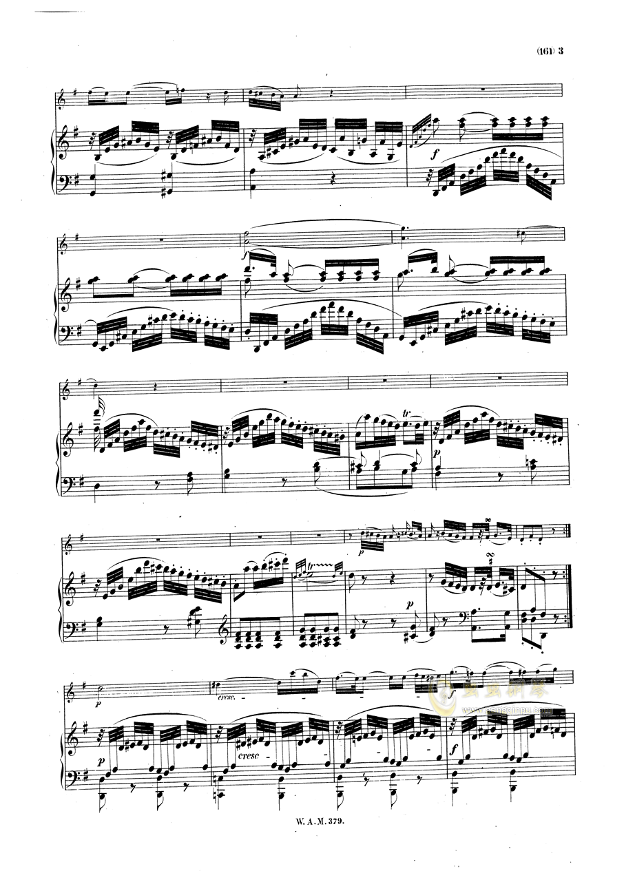 吉他谱 名人名曲  >>莫扎特 g大调小提琴奏鸣曲 k.379
