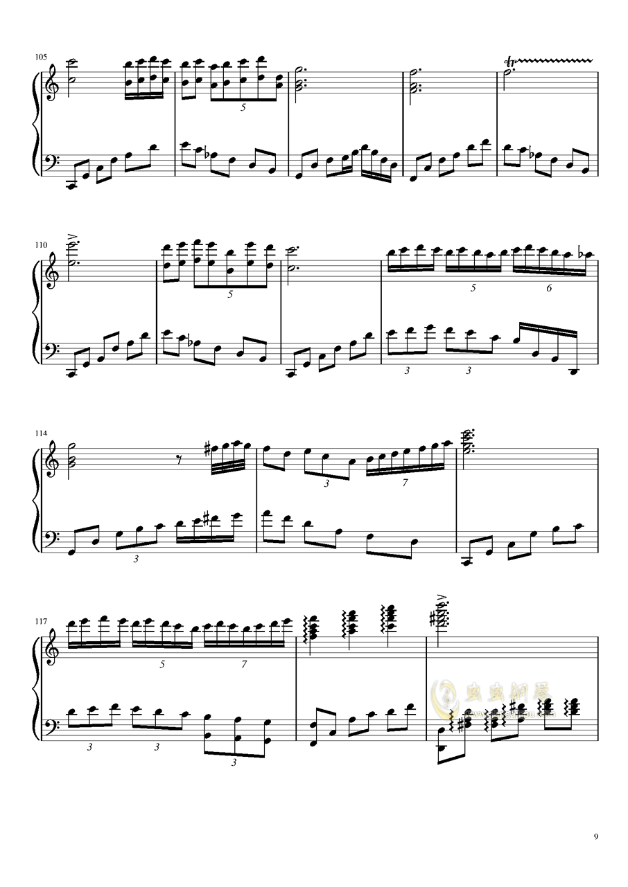 夜晚钢琴曲谱子_初学钢琴曲简单的谱子(3)