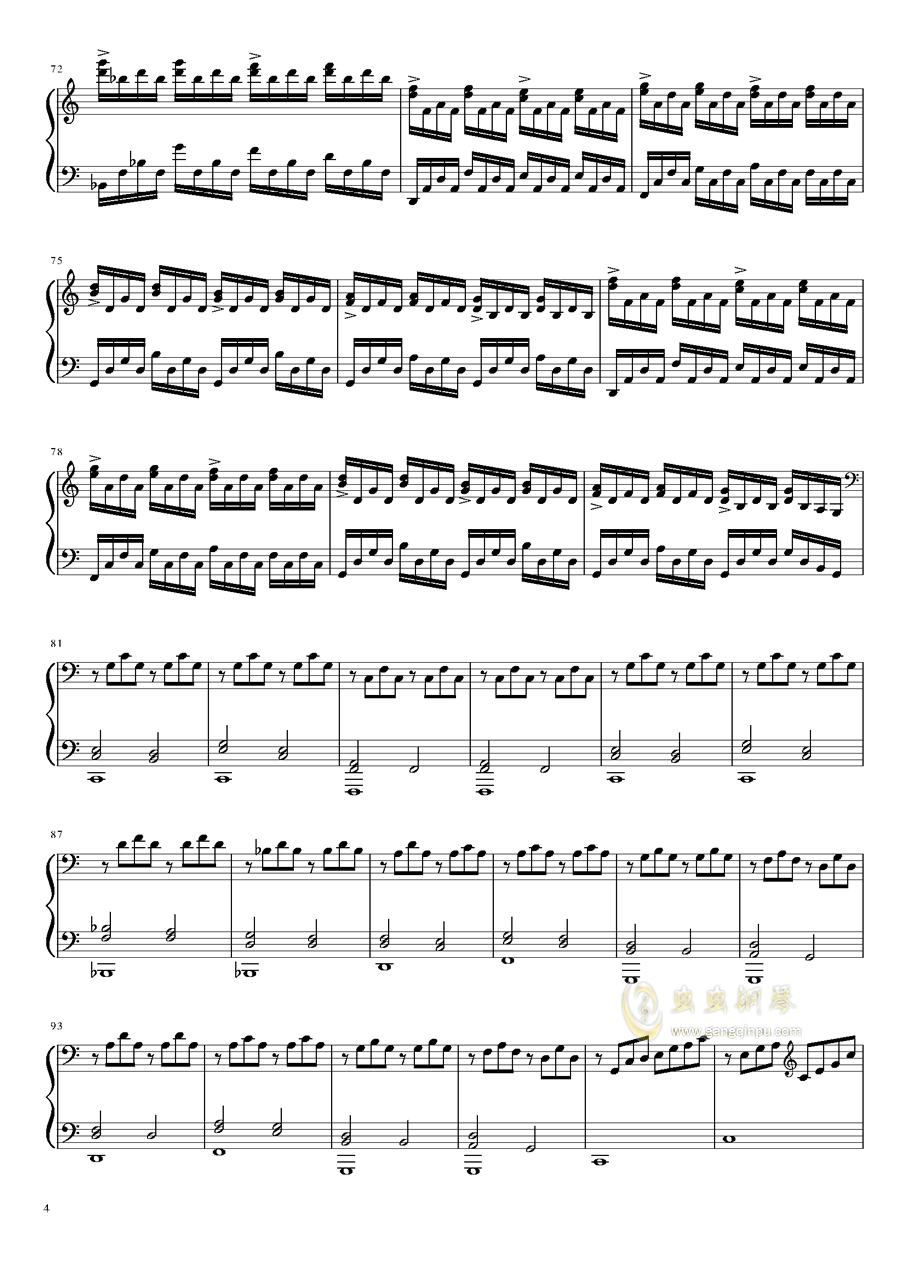 单音调曲谱_钢琴简单曲谱