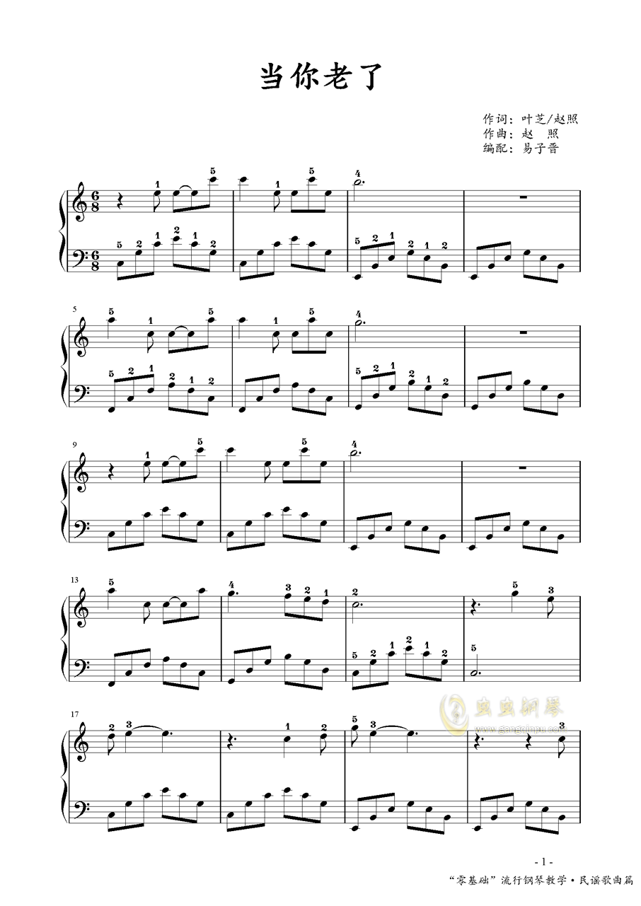 赵照当你老了曲谱_当你老了笛子曲谱