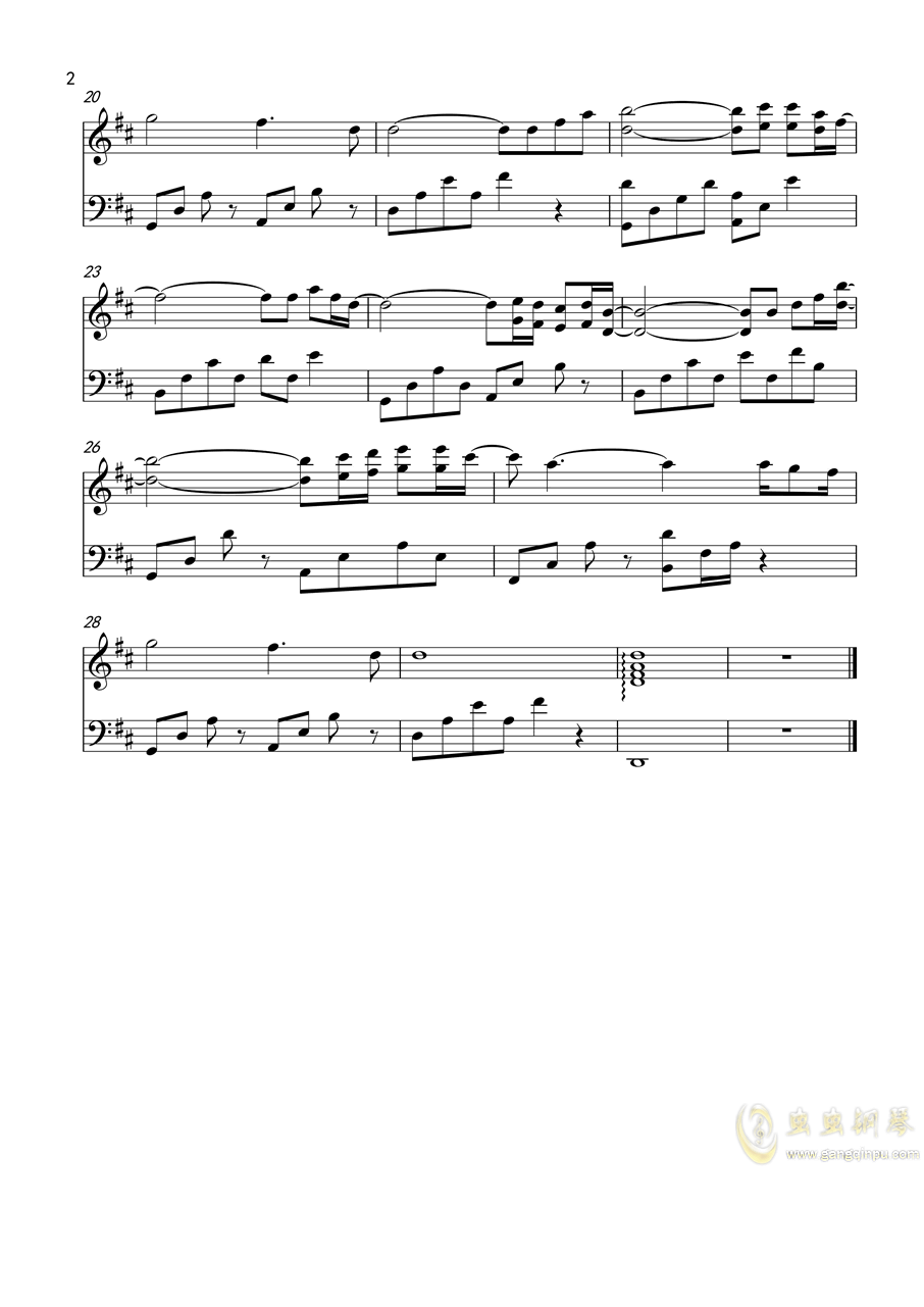 往后余生钢琴曲谱c调五线谱_往后余生口琴谱c调
