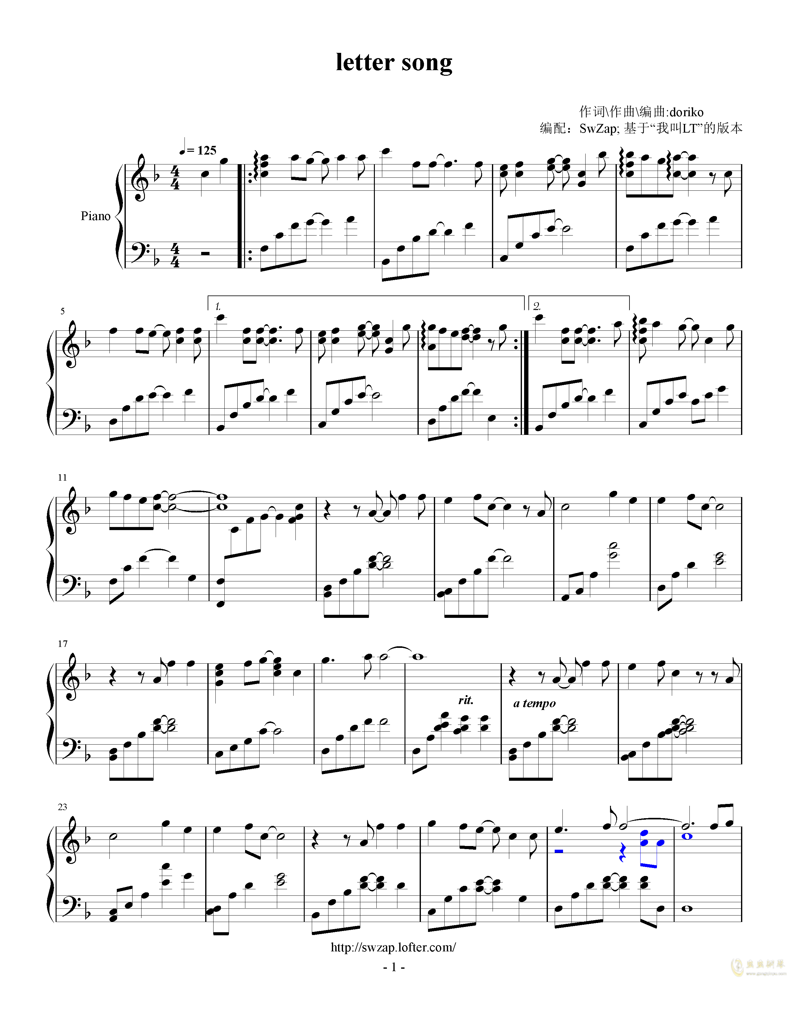 lettersong简谱_Letter song 致十年后的我