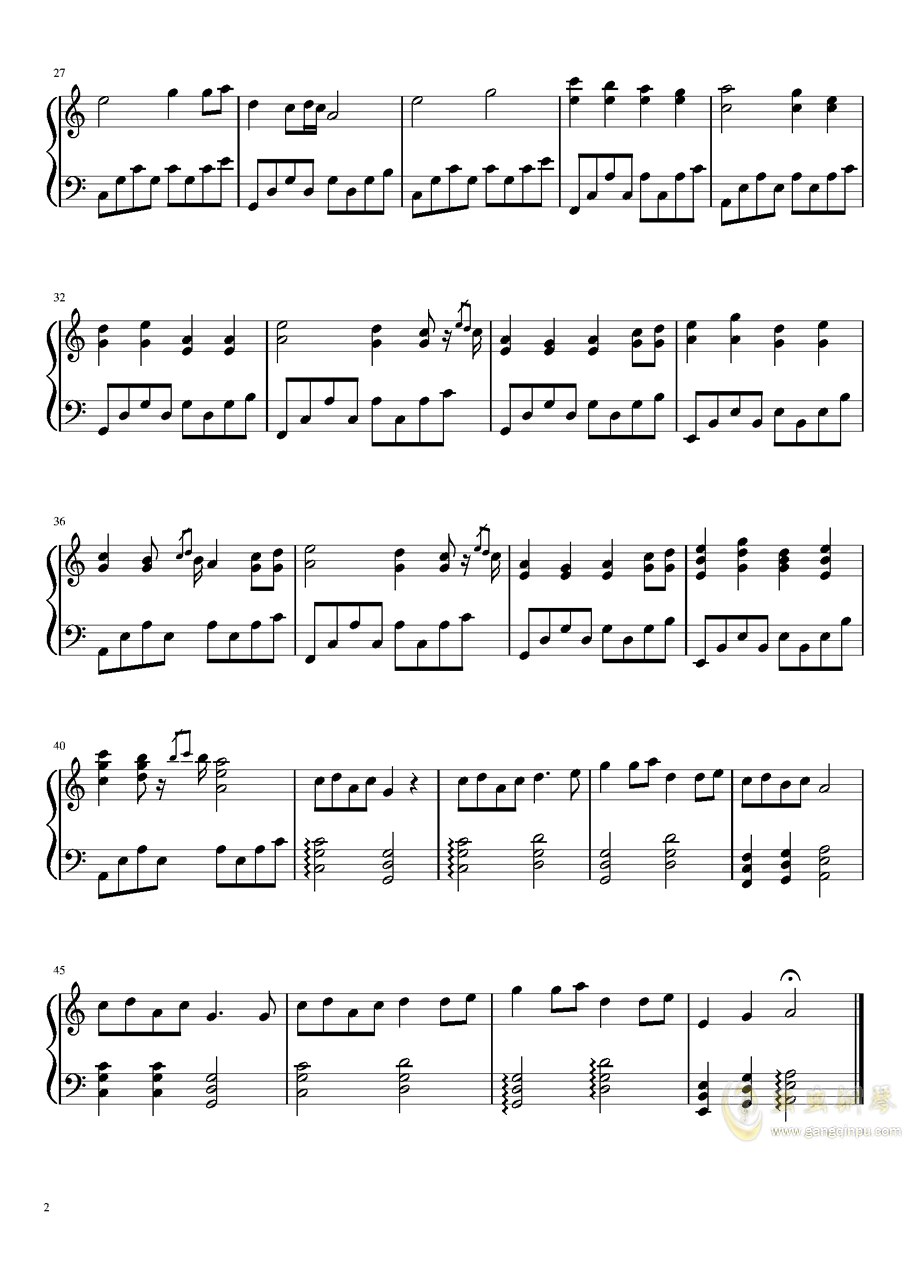 慢冷钢琴曲谱(2)