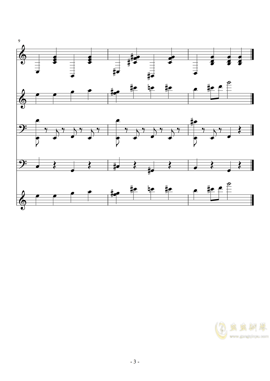 游版曲谱_钢琴简单曲谱(3)