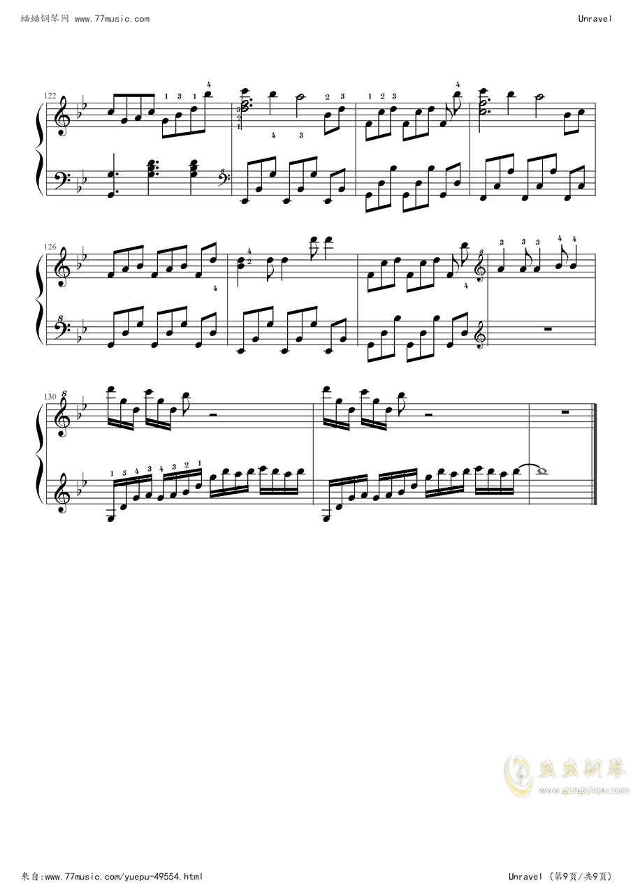 unravel简谱钢琴谱(2)