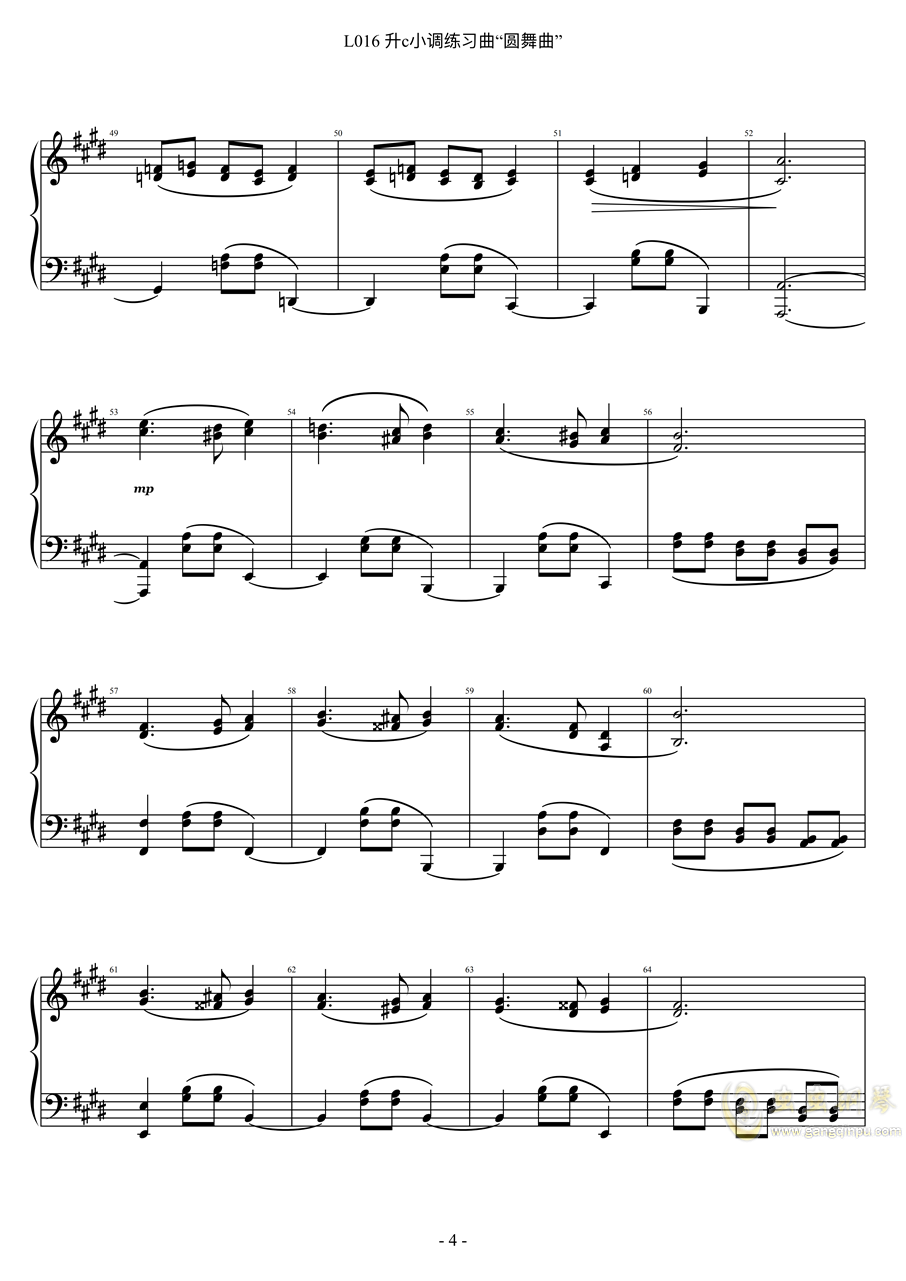 升c小调练习曲"圆舞曲",升c小调练习曲"圆舞曲"钢琴谱