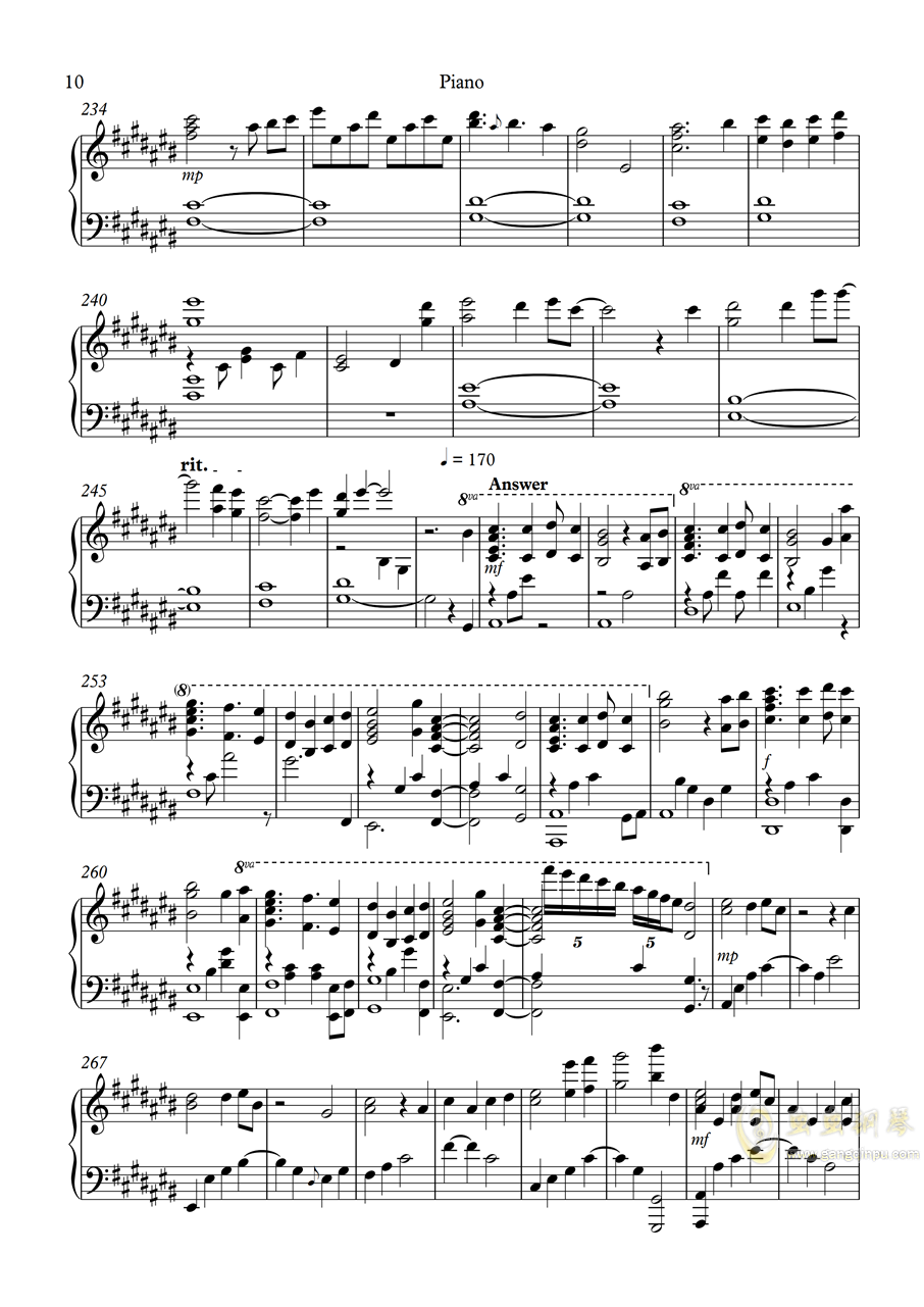 白色相薄钢琴曲谱_钢琴简单曲谱