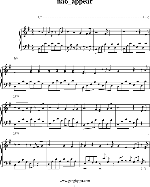 nao appear,nao appear钢琴谱,nao appear-钢琴谱,nao appear钢琴谱