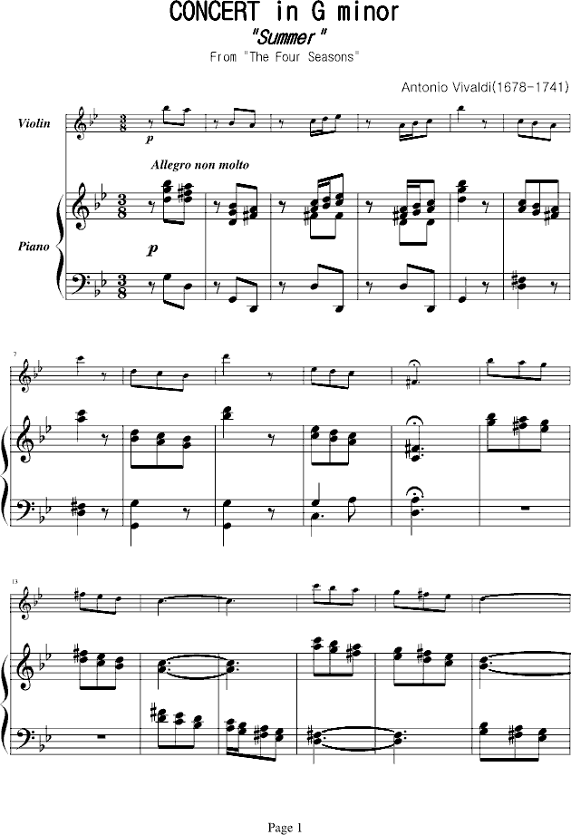 Piano Sheet Music 四季 夏 小提琴 钢琴 Www Gangqinpu Com Piano Sheet Music 四季 夏 小提琴 钢琴 Www Gangqinpu Com