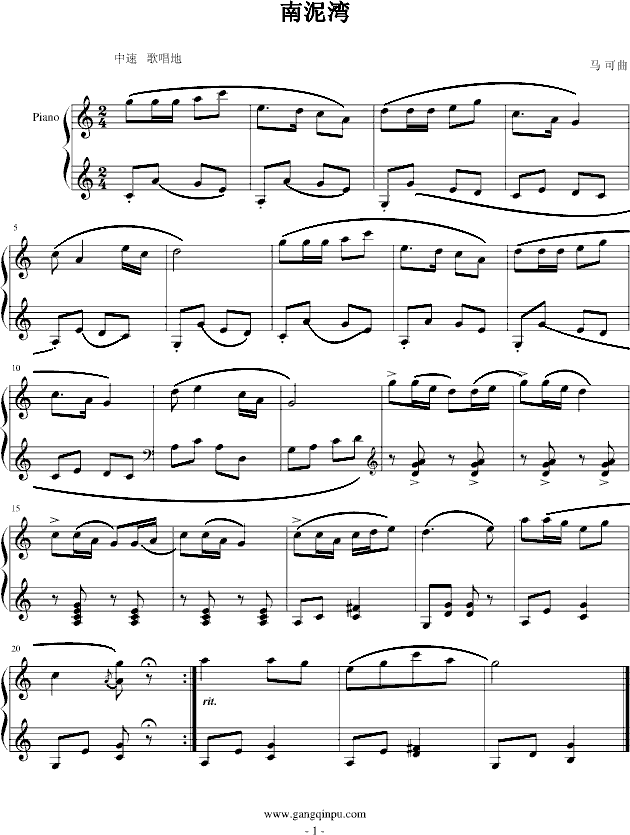 南尼湾曲谱_钢琴简单曲谱(2)
