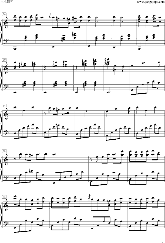 钢琴春天曲谱_钢琴简单曲谱(2)