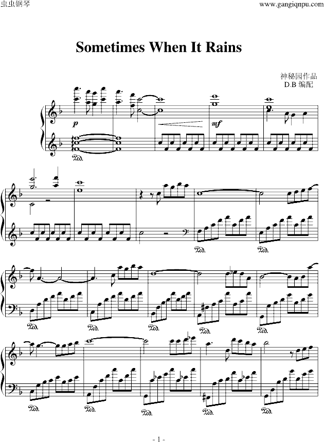 piano-sheet-music-sometimes-when-it-rains-www-gangqinpu