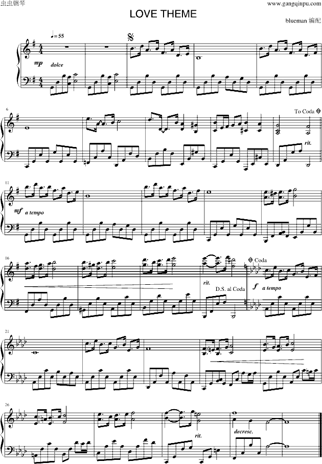 love theme,love theme钢琴谱,love theme调钢琴谱,love theme钢琴谱