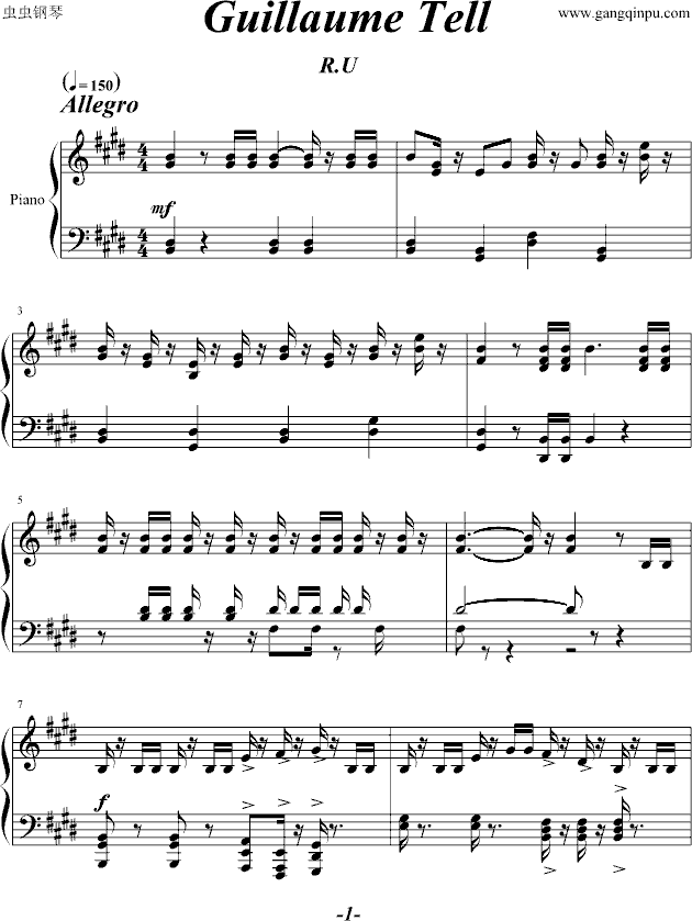 威廉序曲简谱_威廉退尔序曲简谱(3)