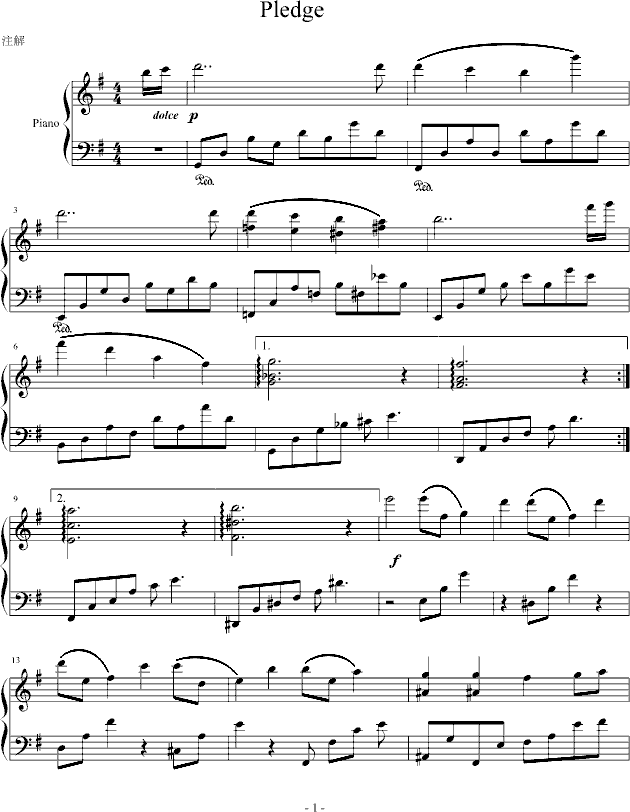 Pledge Pledge钢琴谱 Pledge 钢琴谱 Pledge钢琴谱大全 虫虫钢琴谱下载 Www Gangqinpu Com