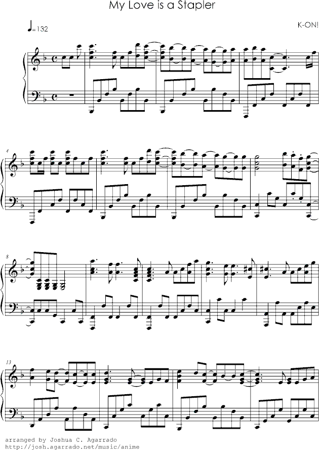 Anime Piano Sheet Music Josh