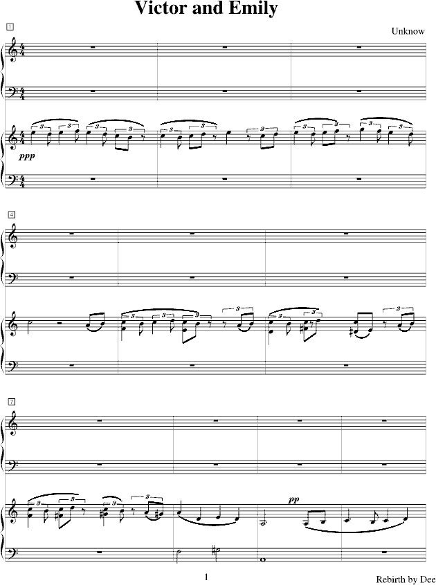 僵尸新娘钢琴数字曲谱_僵尸新娘钢琴数字简谱