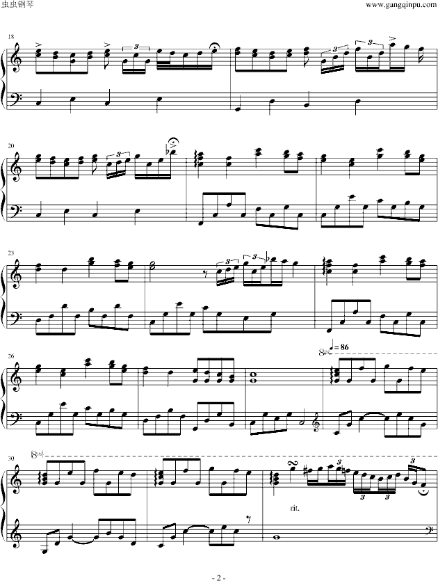 洗华钢琴曲谱_钢琴简单曲谱(2)