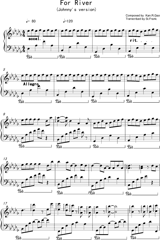 for river钢琴谱-prince3734-虫虫钢琴
