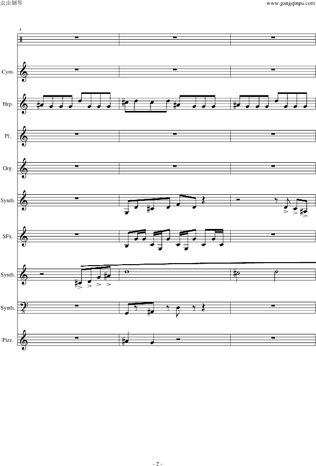植物大战僵尸-主菜单[crazy dave]【总谱】钢琴谱-c调-虫虫钢琴